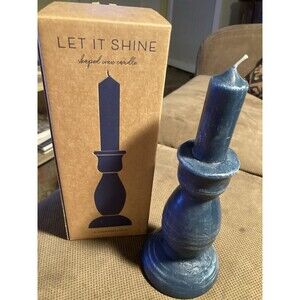 NEW in Box Anthropologie Teal Blue Shaped Wax Candle “let It Shine”